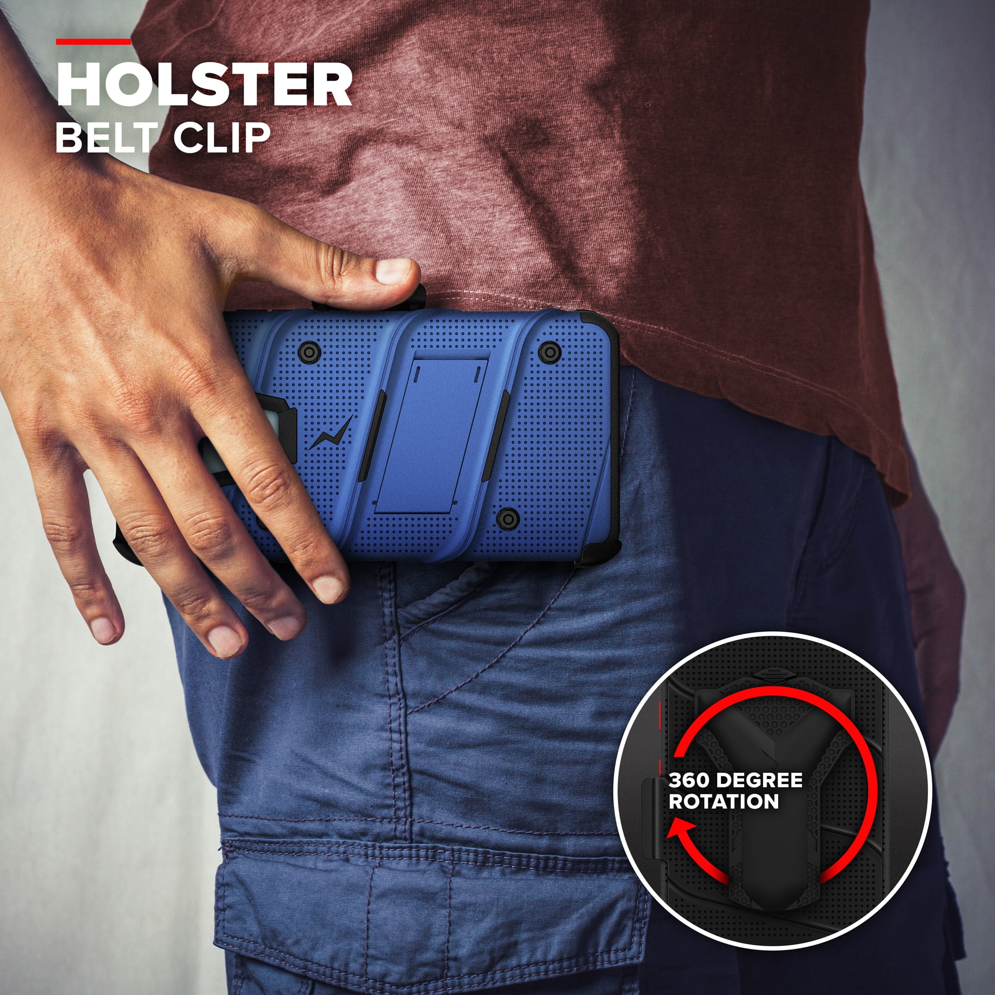 Zizo BOLT Series for LG K51 / LG Reflect Case with Screen Protector Kickstand Holster Lanyard - Blue & Black