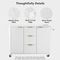 thumbnail image 4 of Chords Attic 55.5" Fluted Kitchen Island with Drop Leaf, Power Outlet, Storage-6 Door Shelves, Adjustable Shelves, Faux Marble Top, Curved Edge for Dining Room, 4 of 9