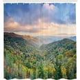 thumbnail image 2 of JOOCAR Appalachian Shower Curtain, Autumn Outdoor Scene Photo from Smoky Mountains National Park Tennessee, Cloth Fabric Bathroom Decor Set with Hooks, 72x72, Ceil Blue Green, 2 of 3