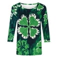 thumbnail image 2 of Xuyuer St. Patrick's Day Womens Fashion 3/4 Sleeve Round Neck Casual Cute T Shirts Shamrock Printed Graphic Tunic Blouses Tee Casua Basic Business Work Tops, 2 of 5