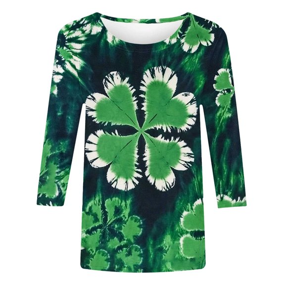 FDGIU Women's St. Patrick's Day Graphic Tee - Short Sleeve Crew Neck Comfort Fit Shamrock Print