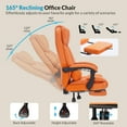 thumbnail image 6 of Office Chair, Reclining Chair, Ergonomic Computer Chair with Retractable Footrest, Adjustable Lumbar Support and High Weight Capacity, for Home Office, Orange PU Leather, 6 of 7