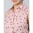 thumbnail image 5 of MoomayaWomens PrintedCotton Crop Shirt,Button Down Sleeveless Knotting Shirt Top, 5 of 8