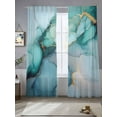 thumbnail image 2 of Turquoise Gold Marble Sheer Curtains 96 Inch Length 2 Panels Set, Abstract Teal Modern Geometric Voile Window Treatment Semi Sheer Long Curtains Drapes for Bedroom/Living Room/Kitchen 52"x96"x2, 2 of 7