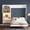 White, variant on MODERNLUXE Queen Size Murphy Bed with Storage Cabinets, Reversible Desk and Shelves Design with LED Light, Wall Bed with Drawer, White
