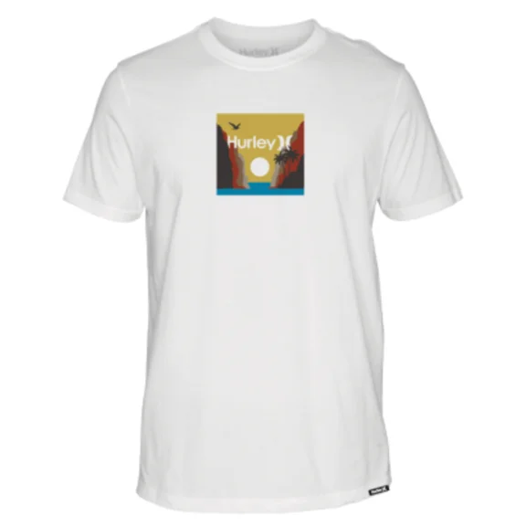 Hurley Mens Everyday Washed Lagoon Short Sleeve Shirt, White, Medium