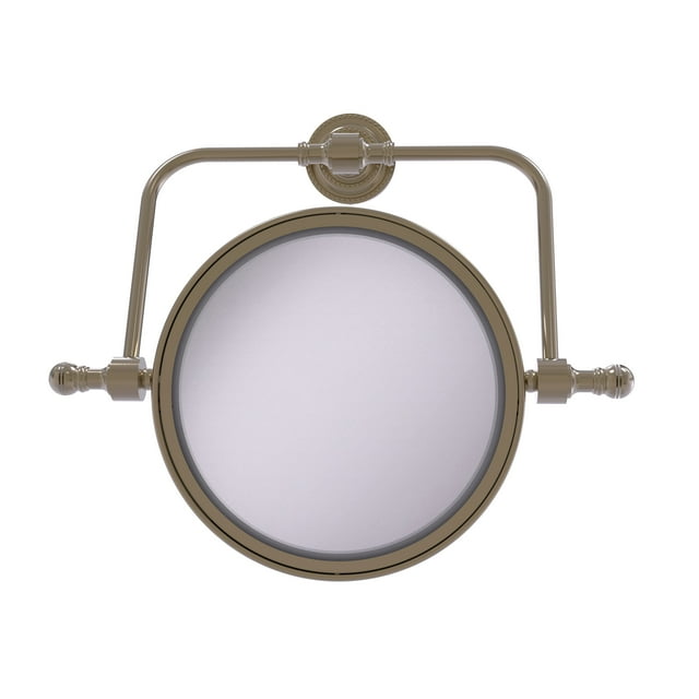 Retro Dot Collection Wall Mounted Swivel Make-Up Mirror 8 Inch Diameter with 2X Magnification - RDM-4/2X-PEW