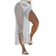 thumbnail image 1 of Coduop Women Knitted Beach Cover Up Skirt Hollow Out Fish Net Tassels Maxi Skirts, 1 of 1