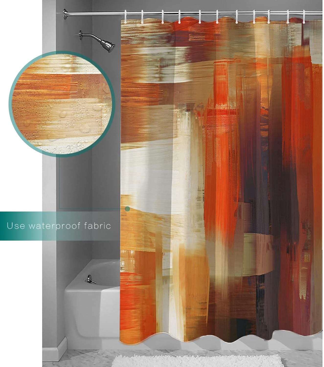 Burnt Orange Brown Shower Curtain Lightweight Abstract Orange Shower Curtains with Hooks Burnt Orange Brown Oil Painting Ombre Waterproof Bath Curtain for Bathroom,Bathtub Decor 72 X 84 Inch