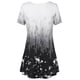 thumbnail image 4 of Camiseta de mujer Blusa informal con estampado degradado Vestido suelto con cuello en V, Negro, 4XL Methold AP001902-07, 4 of 5