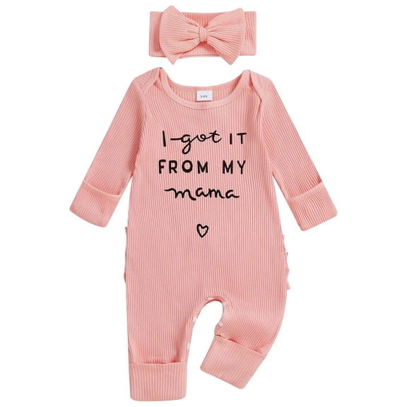 YDFCWXW Newborn Girl Clothes Letter Print Knit Romper New Born Going Home Outfit Baby Girl Jumpsuit (Watermelon Red, NewBorn)