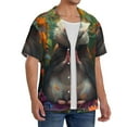 thumbnail image 2 of KLL Colorful Flower Meditating Hamster Print Men's Shirt Short Sleeve Button Down Summer Cuba Beach Shirts- Medium, 2 of 5