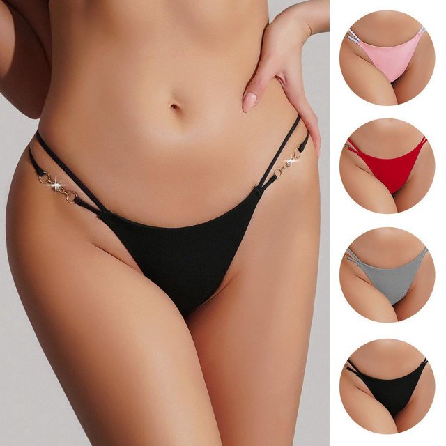 Tangas de algodón para mujer, ropa interior Sexy de cintura baja con espalda en T, bragas de Bikini para mujer, ropa interior cómoda de algodón, lencería con Tanga, 4 Uds.