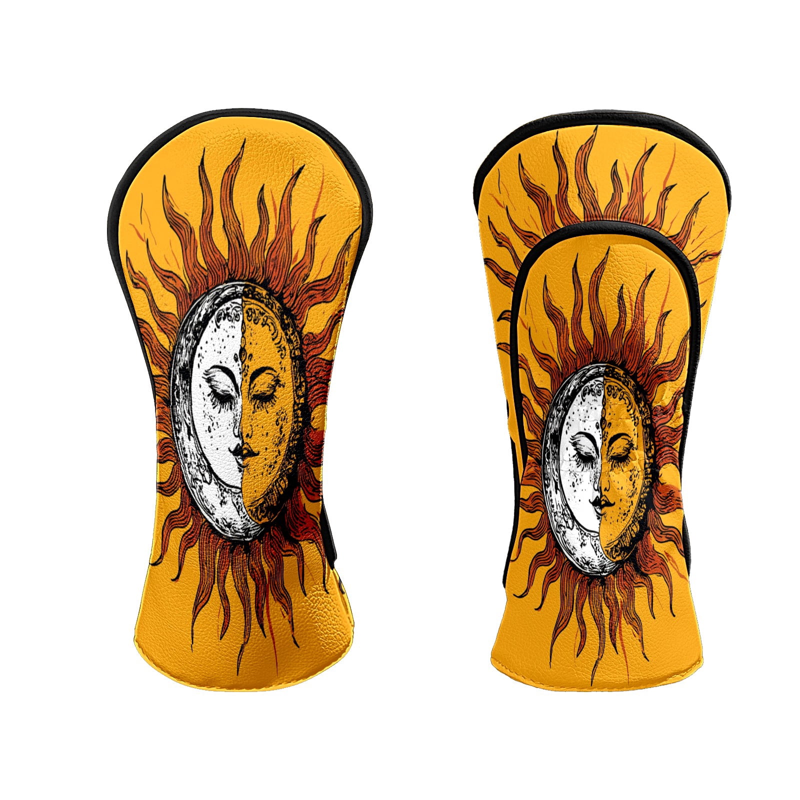 Golf Club Head Covers SunMoon_Duality Waterproof Leather Golf Head Covers for Men Women Driver Head Cover Fairway Headcover for Golf Lovers