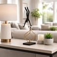 thumbnail image 2 of Sculptural Metal Gymnast on Ball and Cube for Home Decor - Elegant Figurines for Bathroom, Office Desk, and Living Room Decor - Ornaments for Shelf Display and Coffee Table - 19", Black & Gold, 2 of 8