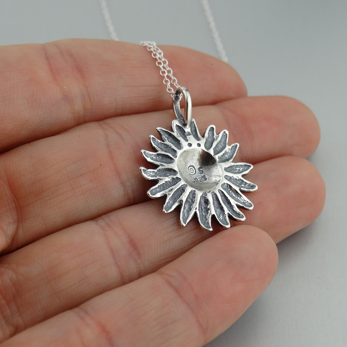 Fashionjunkie4life Sterling Silver Sunflower Pendant Necklace 18 Chain Walmart Com Walmart Com