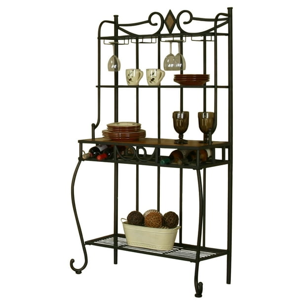 42" Black Bakers Rack Kitchen Shelf