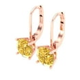 thumbnail image 2 of 4 ct Lever-Back Drop Dangle Earrings for Women | 8.0mm Round Cut Simulated Yellow Diamond | 18K Rose Gold, 2 of 5