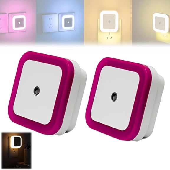 Light-Activated Sensor LED Night Light,Square Light-Controlled Night Light,Smart Plug-in Night Light,2Pack Automatic Motion Sensor Night Light for Hallway Bedroom Bathroom