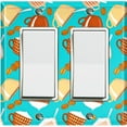 thumbnail image 1 of Metal Light Switch Wall Plate Outlet Cover (Mocha Coffee Bean Espresso Cup Cappuccino Teal - Double Rocker), 1 of 2