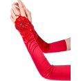 thumbnail image 5 of Fingerless Long Red Gloves Pierced Elbow Length Satin Gloves 19" Stretchy Opera Evening Party 1920s Gloves For Women, 5 of 5