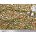 thumbnail image 2 of Soimoi Yellow Poly Georgette Fabric Floral & Leopard Animal Skin Print Fabric by Yard 42 Inch Wide, 2 of 3
