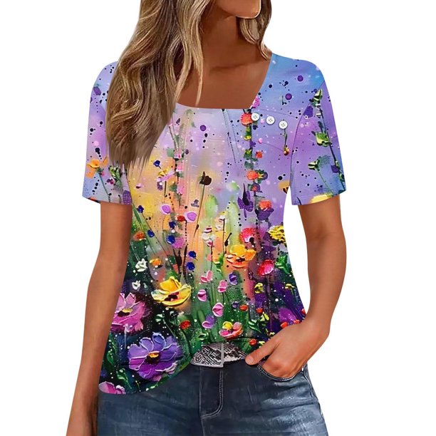 Usted Es Más Que una Camisa de Puntuación de Prueba, de Moda Casual Impreso Botón de Manga Corta Cuello en V para las Mujeres