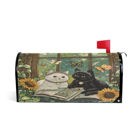 WOBOGO A Collage Of Two Cats Mailbox Cover Magnetic for Garden Yard Home Decor Standard Size 25.4×20.78in