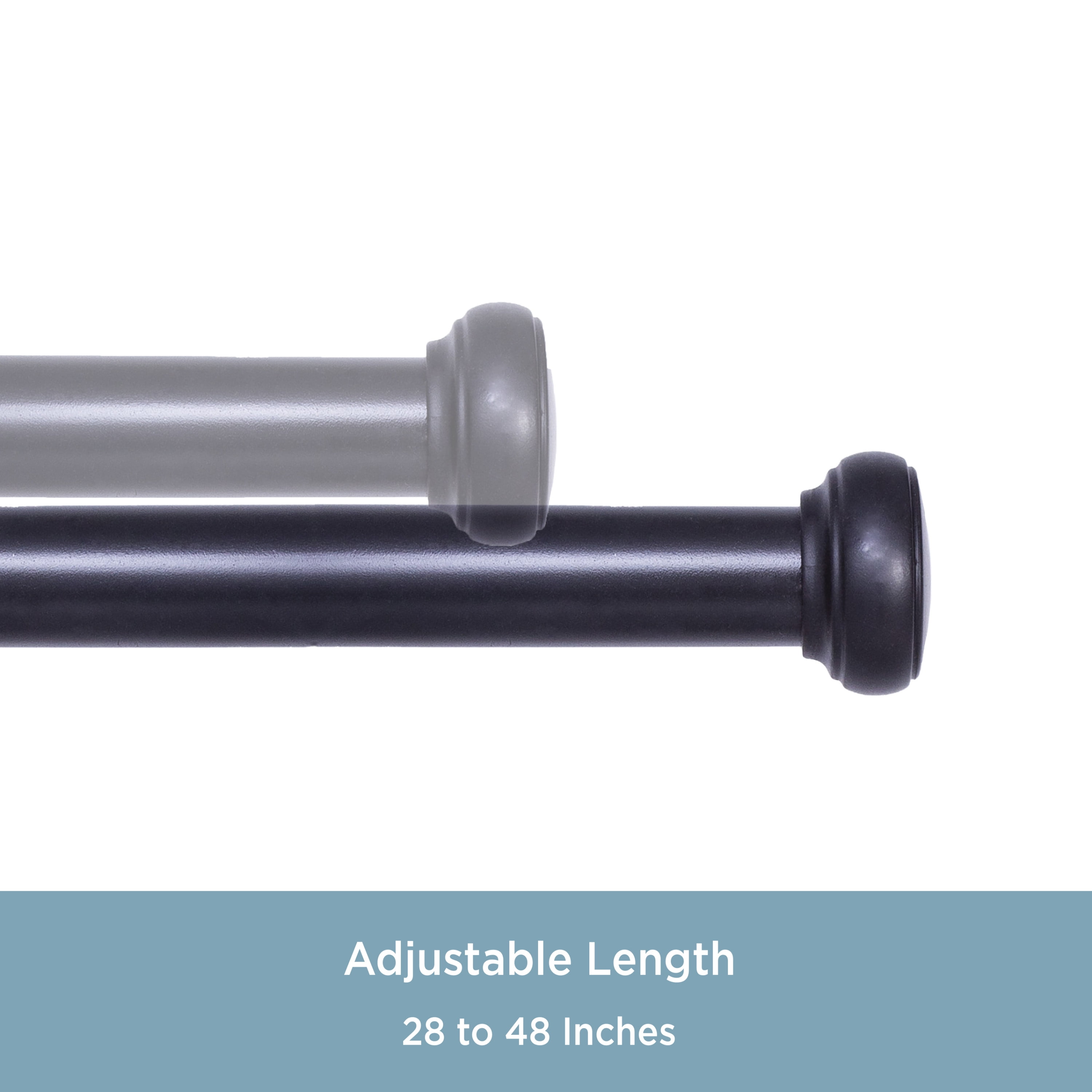 Kenney® Weaver 1" Premium Decorative Window Curtain Rod, 28-48", Black