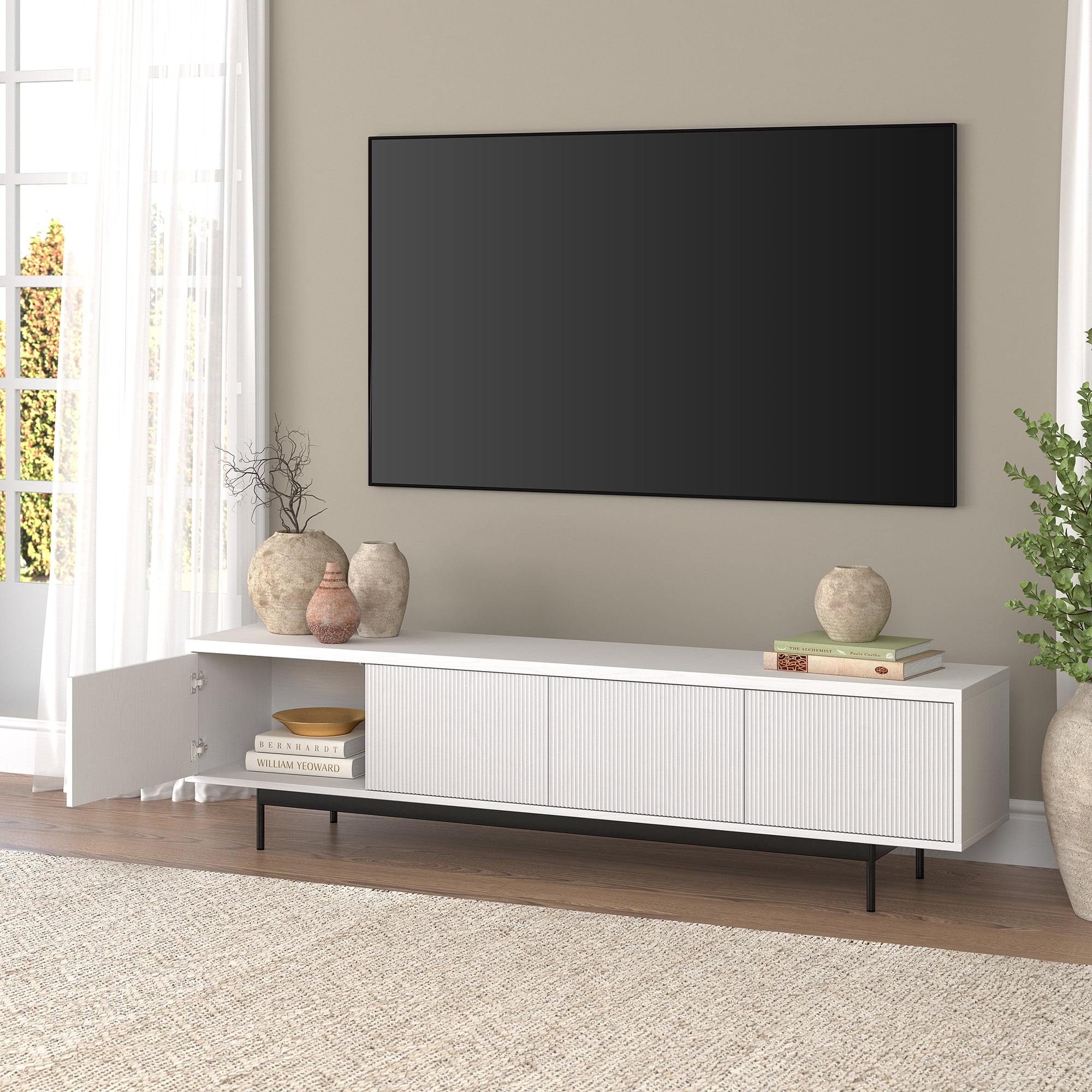 Whitman Rectangular TV Stand for TV's up to 85" in White