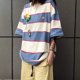 thumbnail image 2 of Camisa de moda coreana para hombres y mujeres, camiseta de manga corta a rayas con cuello redondo, camisetas de media manga Harajuku para estudiantes y parejas de hip hop, 2 of 4