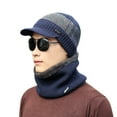 thumbnail image 2 of Dyfzdhu Women Men Winter Knit Warm Hats Scarf Dual PurposeHat Ear Protection Windproof Hat Navy, 2 of 5