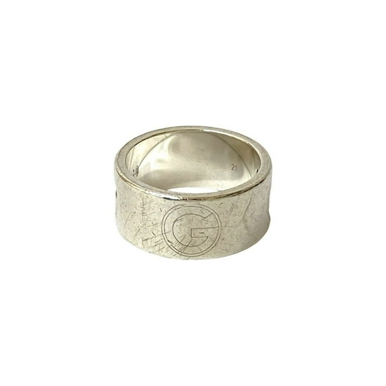 Pre-Owned GUCCI G Logo Cutout Ring, 925 Sterling Silver, Men's