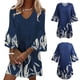 thumbnail image 5 of Txlixc Vestido estampado de 3 / 4 mangas para mujeres, vestido de verano con volantes de cuello V Txlixc moda, 5 of 6