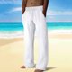 thumbnail image 1 of Pantalones largos para hombre, informales, holgados, ventilados, con bolsillos y cordón, de poliéster, 1 of 9