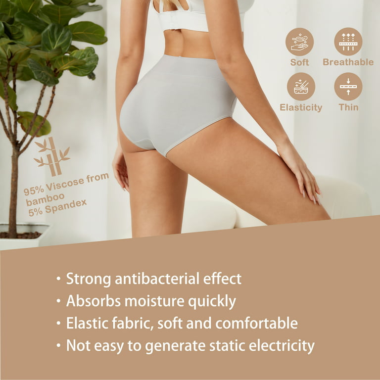Bamboo Women Ultra Soft Thin Breathable Stretch High Waist Panties 4 pack  (Grey, XXX-Large)