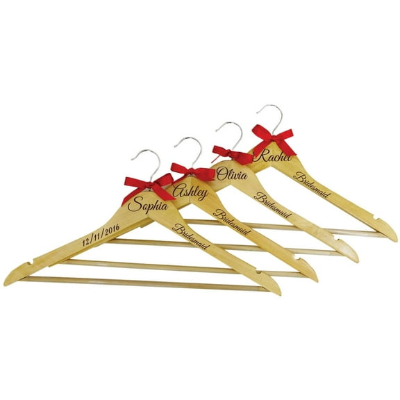 Bridal Name Engraved Wooden Hangers Personalized Wedding Hanger Bridesmaid Gifts