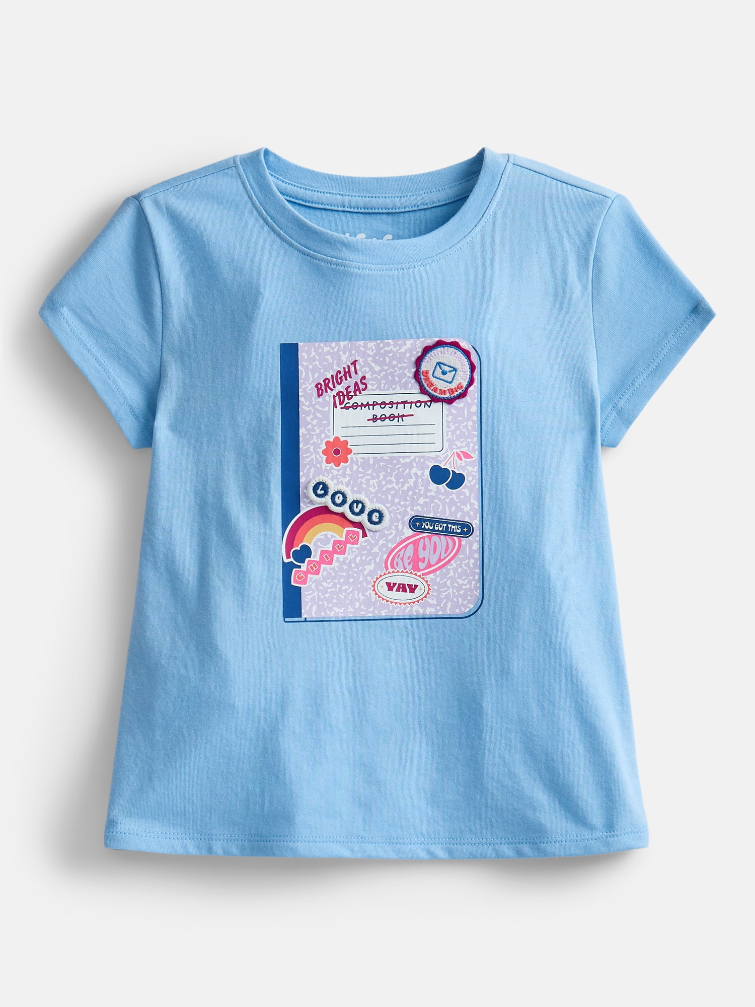 Wonder Nation Girls Embellished Graphic Tee with Short Sleeves, Sizes 4-18 & Plus