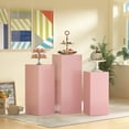 thumbnail image 7 of 3 Pcs Metal Display Pedestal Stands for Parties, Heavy Duty Rigid Material Square Display Tables for Party Dinner Wedding Birthday Cake Dessert Placement, Decoration Display Stand, Pink, 7 of 7