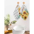 thumbnail image 2 of Sunflower Kitchen Dish Towels for Drying Dishes Set of 3, Summer Botanical Checkered Yellow Floral Waffle Weave Microfiber Hand Tea Bathroom Towels Quick Dry & Absorbent Towel 12x12, 2 of 7