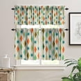thumbnail image 3 of Mid Century Vintage Valances Set for Kitchen, Teal Green Yellow Orange Geometric Modern Retro Home Decor Rod Pocket Window Drapes for Living Room Dining Room Office 52x18 Inch + 27x36 Inch X 2, 3 of 5