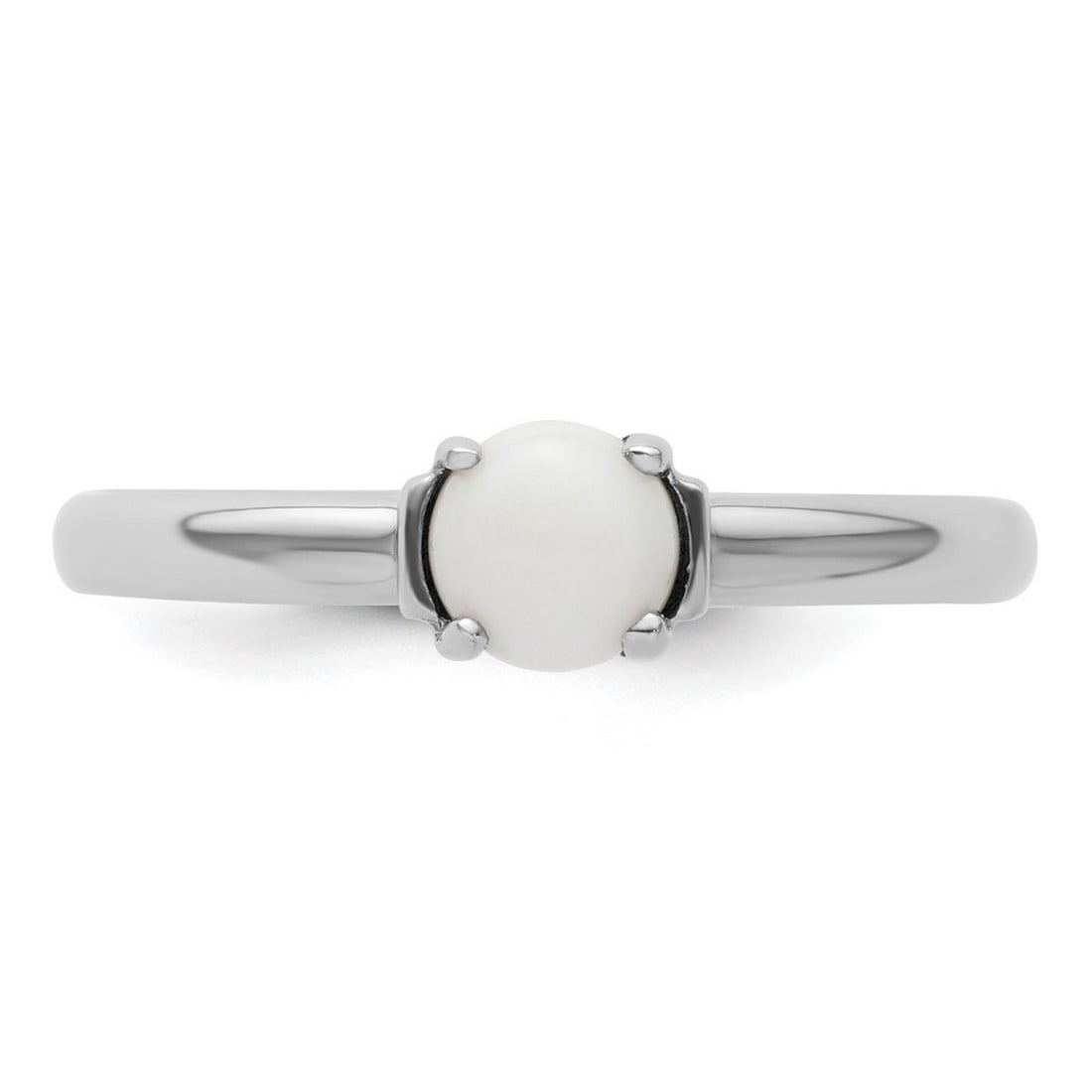 2.5mm 925 Sterling Silver Prong set Stackable Polished White Agate Ring Size 10 Stackable Ring for Women