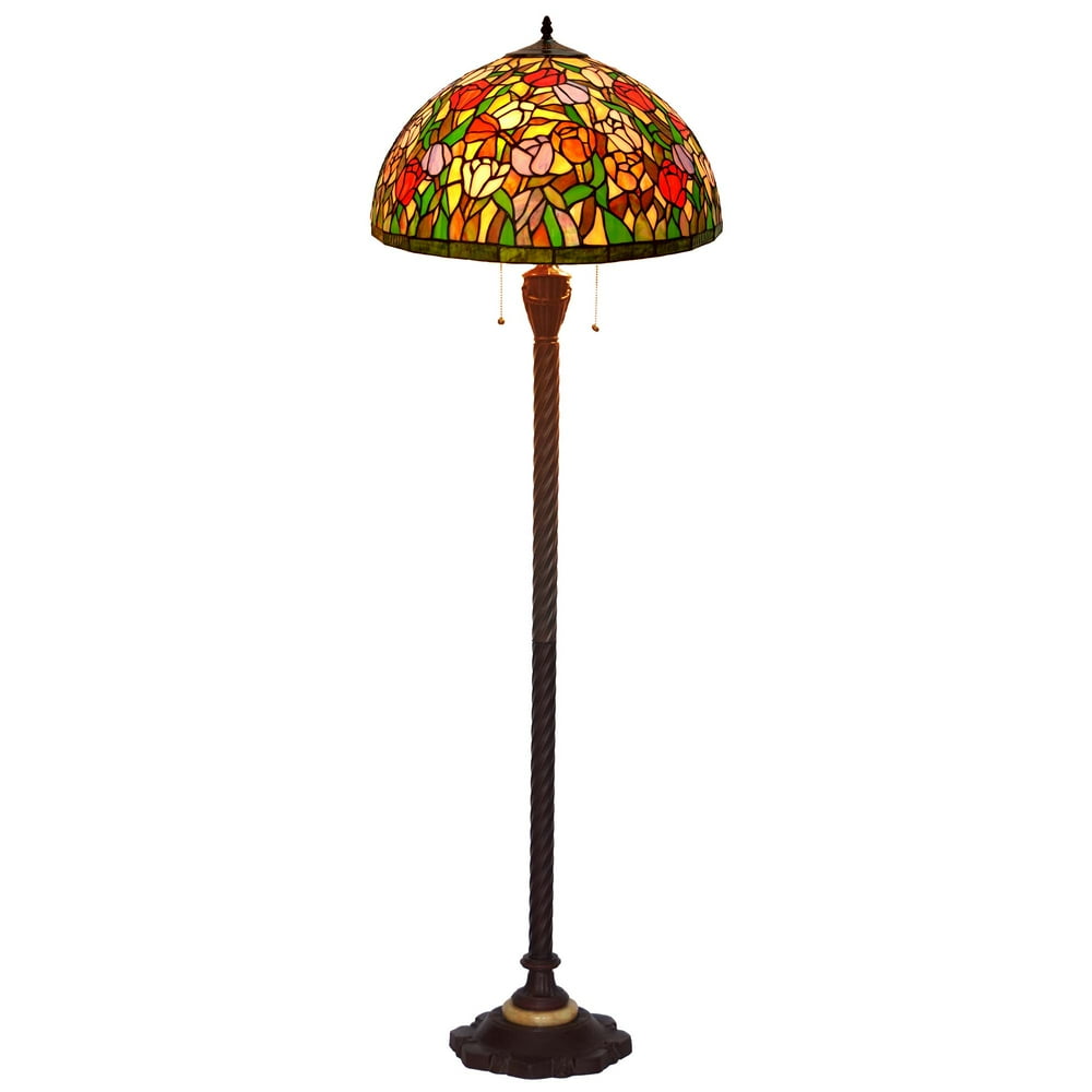 Bieye L10535 18inches Tulip Tiffany Style Stained Glass Floor Lamp with Metal Base Walmart