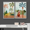 thumbnail image 3 of IDEA4WALL Framed Canvas Print Wall Art Set Wild Tropical Jungle Safari Cheetah & Monkey Digital Art Decorative Bohemian Colorful Chic Artwork for Living Room, Bedroom, Office - 16"x24"x2 White, 3 of 5