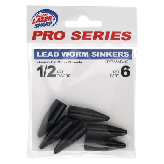 Lazer Sharp Pro Series Painted Worm Weights – 1/2 Oz - 6 Pack - Black