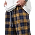 thumbnail image 7 of SAWOBUUN Men's Plaid Lounge Pants Wide Leg Drawstring Elastic Waist Loose Fit Casual Trousers Soft Sports Pajama Pants, 7 of 7