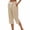 Khaki, variant on Striped Cropped Pants for Women, Drawstring Elastic Waist Side Split Button Hem Loose Straight Casual Summer Pants with Pockets for Daily Wear