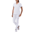 thumbnail image 1 of Adar Addition Ensemble de Sarrau Go-Basic pour Femmes - Haut de Sarrau Ajusté à Col en V et Pantalon de Sarrau Cargo Ajusté, 1 of 7