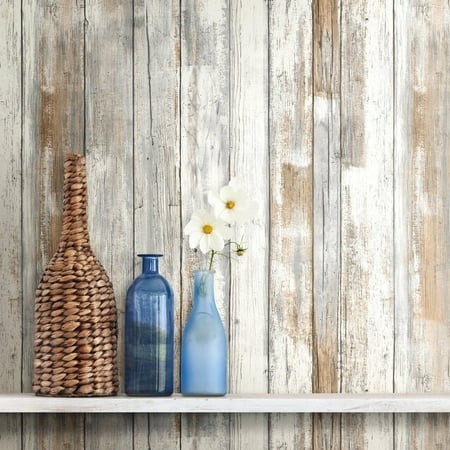 Distressed Wood Peel And Stick Wallpaper Tan - RoomMates