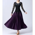 thumbnail image 6 of Women'S Lace Velvet Long Sleeve Ballroom Competition Dance Dress With Godets, 6 of 8